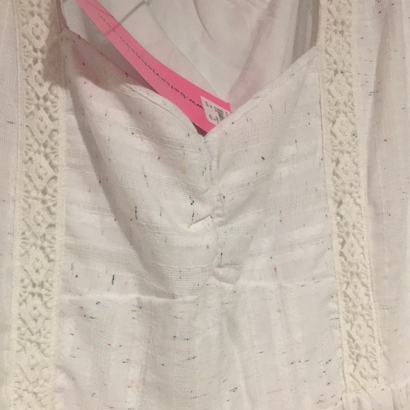 Betsey Johnson Women XL White Speckled Boho Tiered Puff Sleeve Midi Dress - Picture 6 of 8